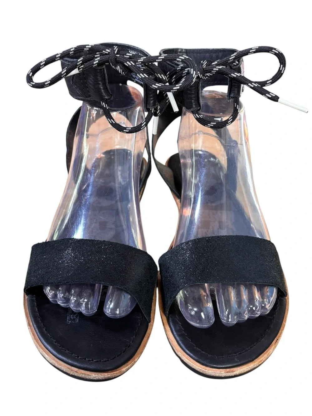 Sorel Joanie Ankle Black Leather Wrap Lace Sandals – Sz 8